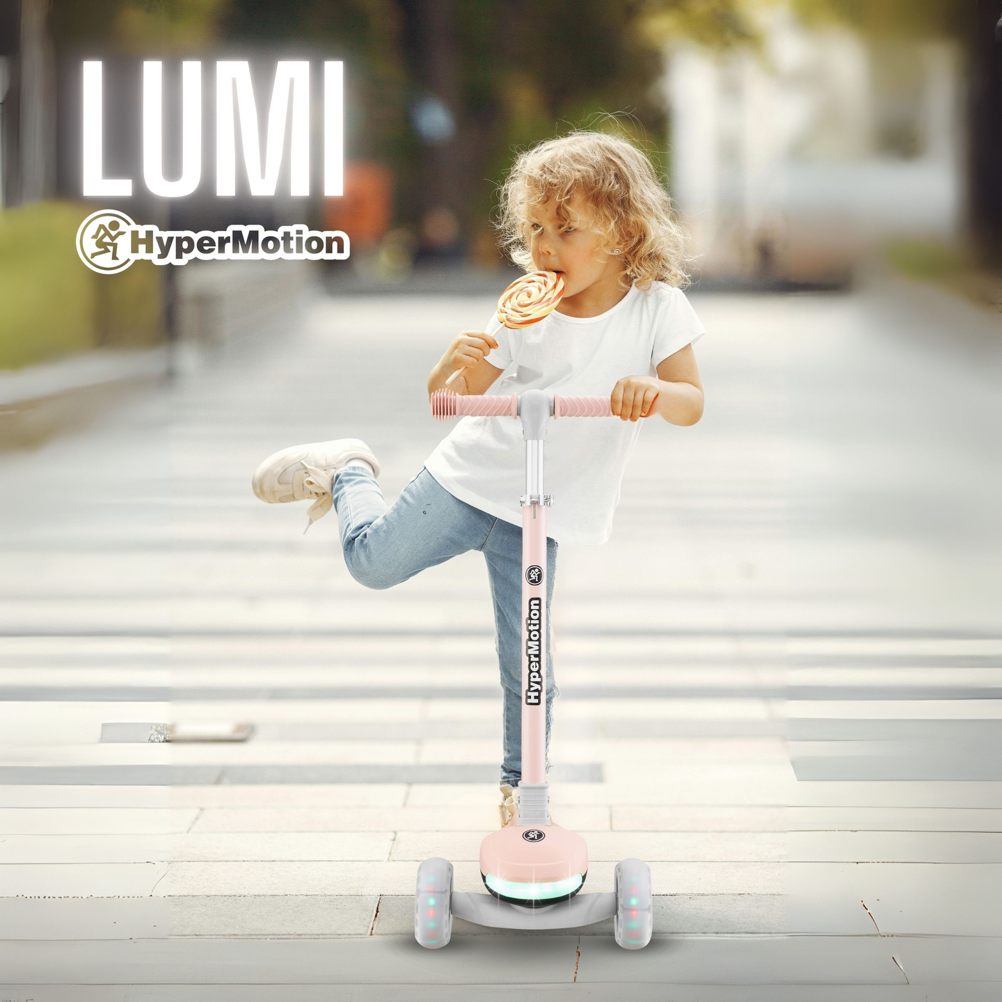 HyperMotion LUMI 3-u-1 balansni skuter - osvijetljena paluba i LED kotači, roza