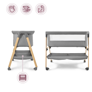 Dječji krevetić, samostojeći, putni krevetić, kolijevka s madracem - sivi