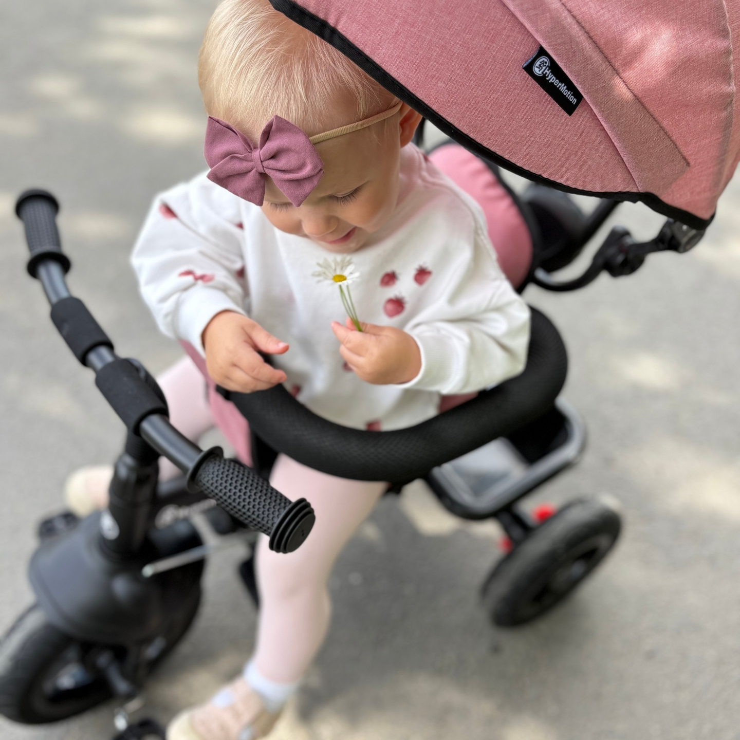 Tricikl za djecu 1-4 godine - TOBI FREY - ružičasti - okretni - kotači na napuhavanje + guralica