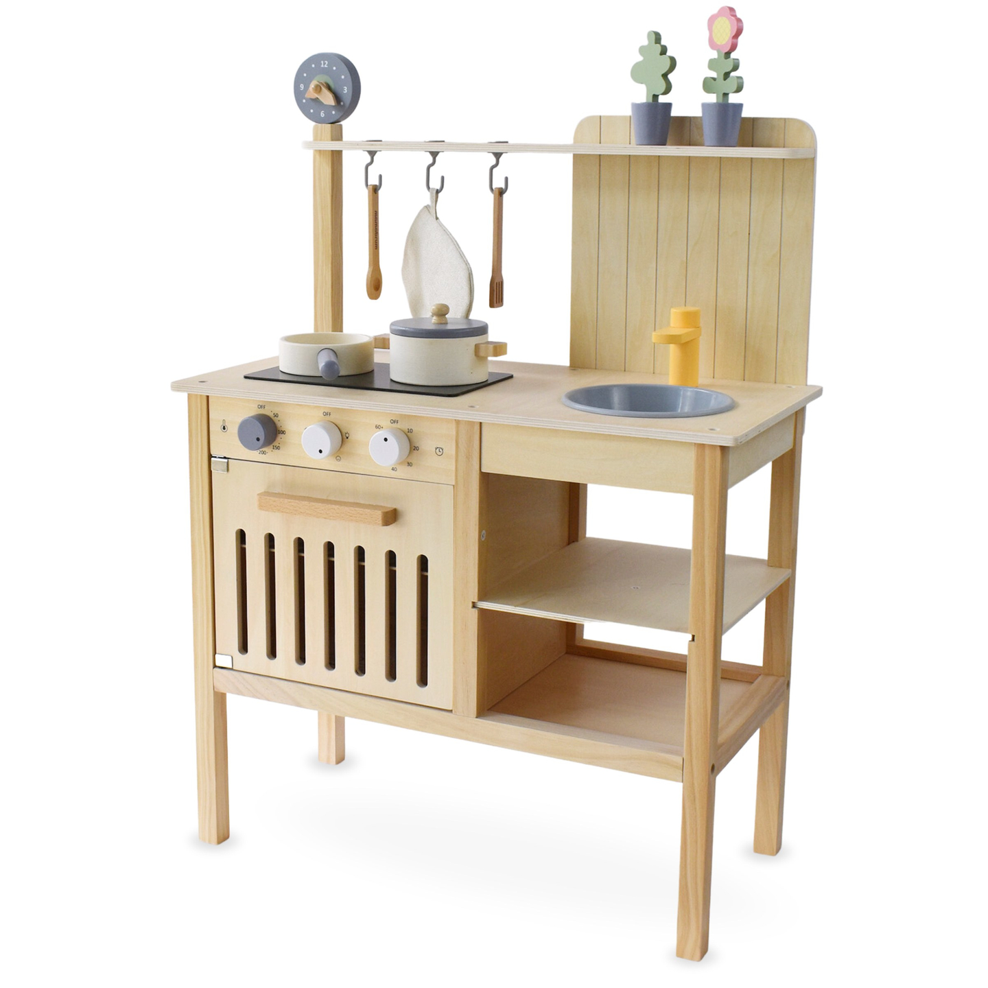 Drvena vrtna kuhinja s dodacima - prirodni boho