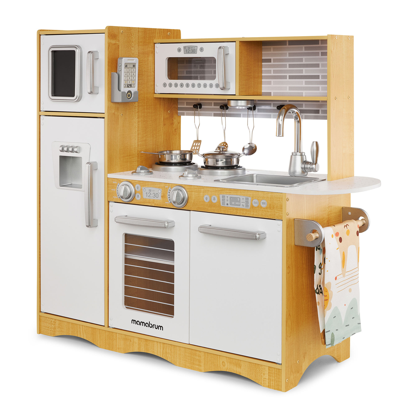 XXL drvena kuhinja s LED rasvjetom, pregačom i priborom