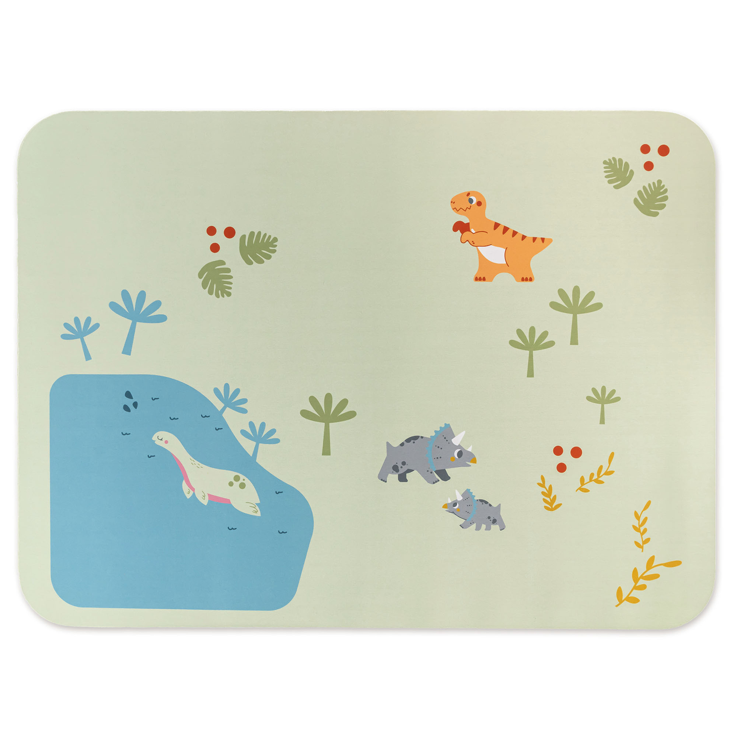 Dino Park drveni vlak s protukliznom podlogom - dinosauri, vlak, tračnice, vulkan, zvono