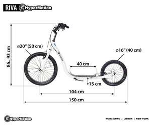 HyperMotion RIVA gradski skuter s kotačima na napuhavanje od 50 cm i 40 cm
