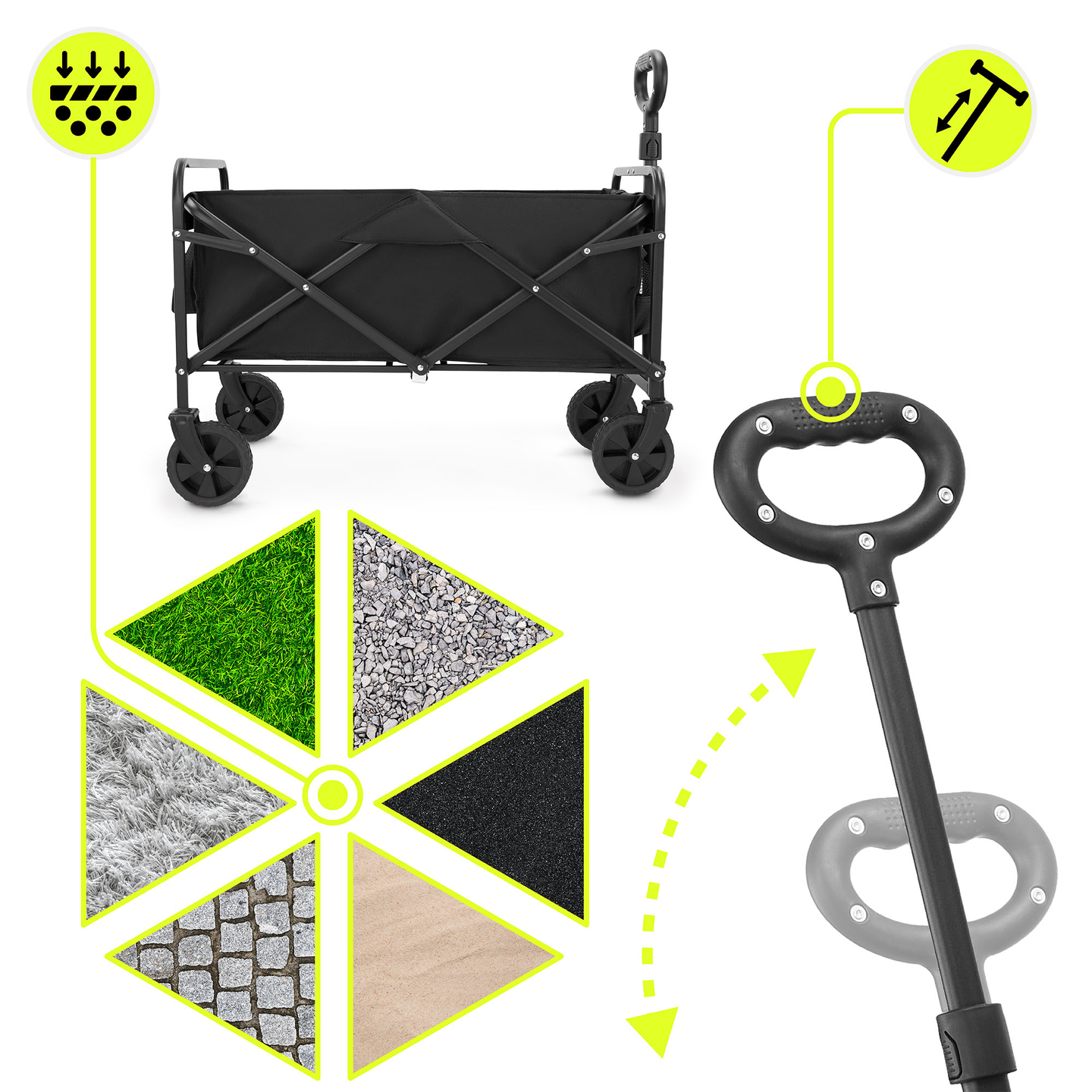 HyperMotion sklopiva kolica za plažu - crna, 80 kg
