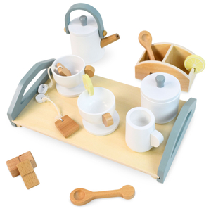 Veliki drveni set za čaj s poslužavnikom - 17 elemenata