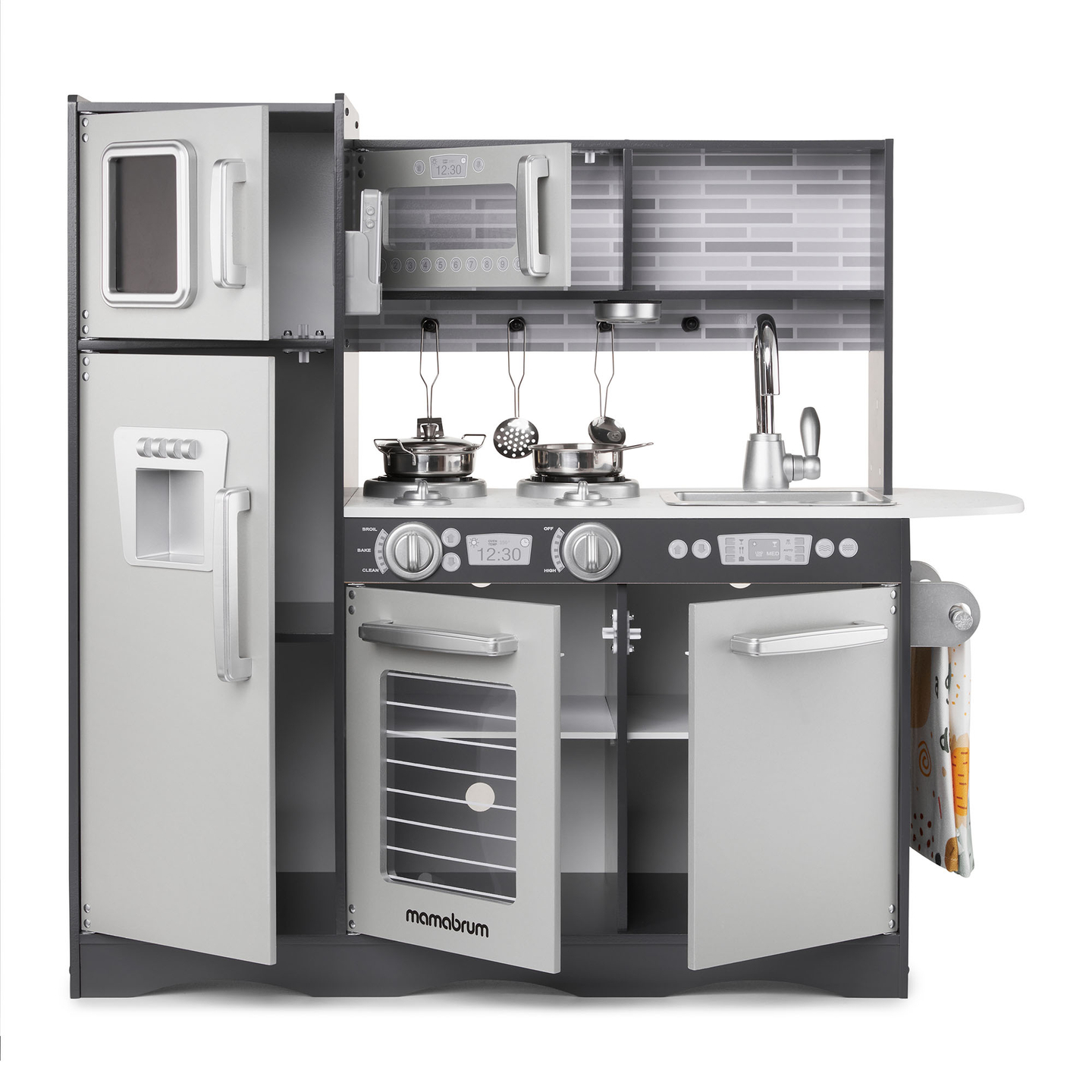 XXL drvena kuhinja s LED rasvjetom, pregačom i priborom