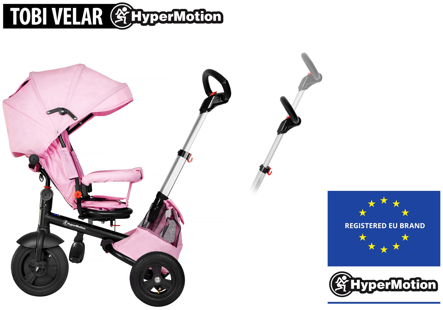 Tobi Velar tricikl + kišna navlaka - roza