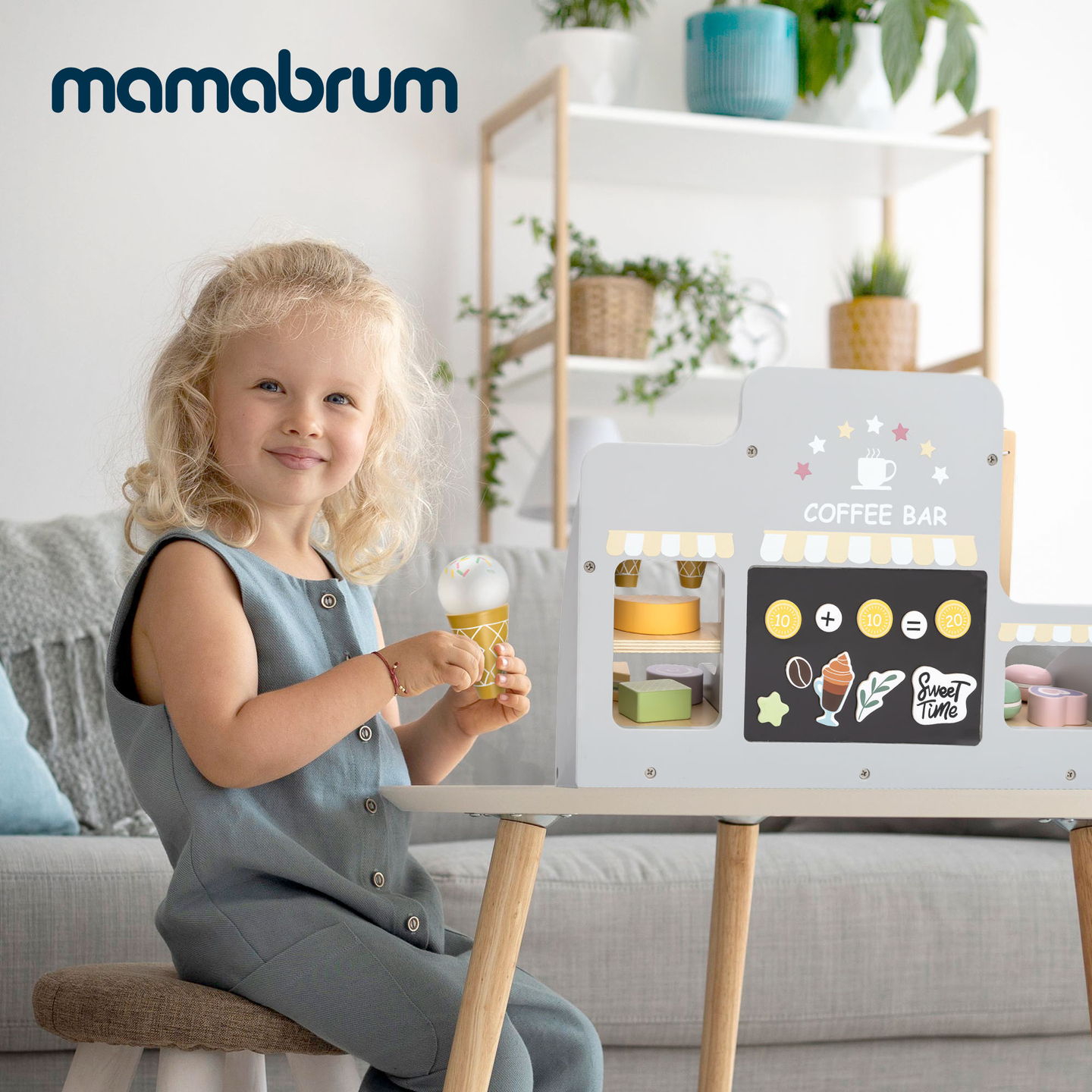 Veliki, drveni kafić i slastičarnica s magnetskom pločom, aparatom za kavu i setom sladoleda i deserta - preko 70 komada!