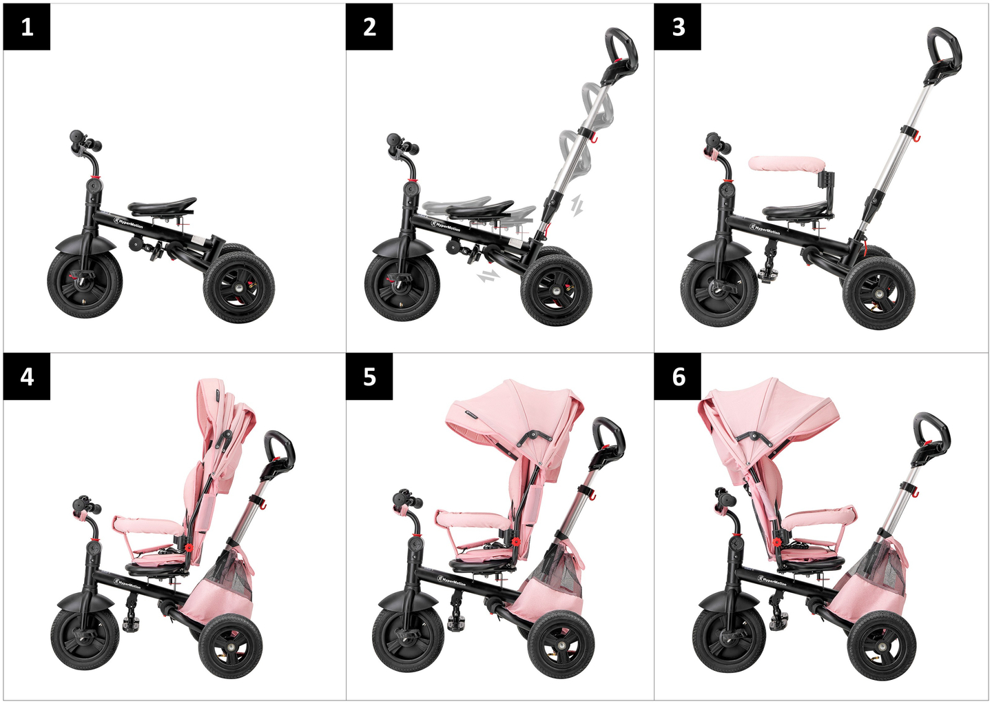 Tobi Velar tricikl + kišna navlaka - roza