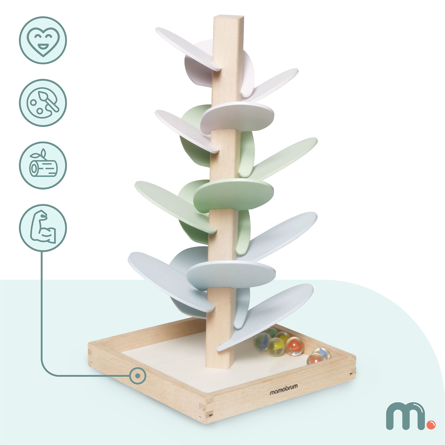 Drvena staza za kuglice - zvučno drvo s kuglicama