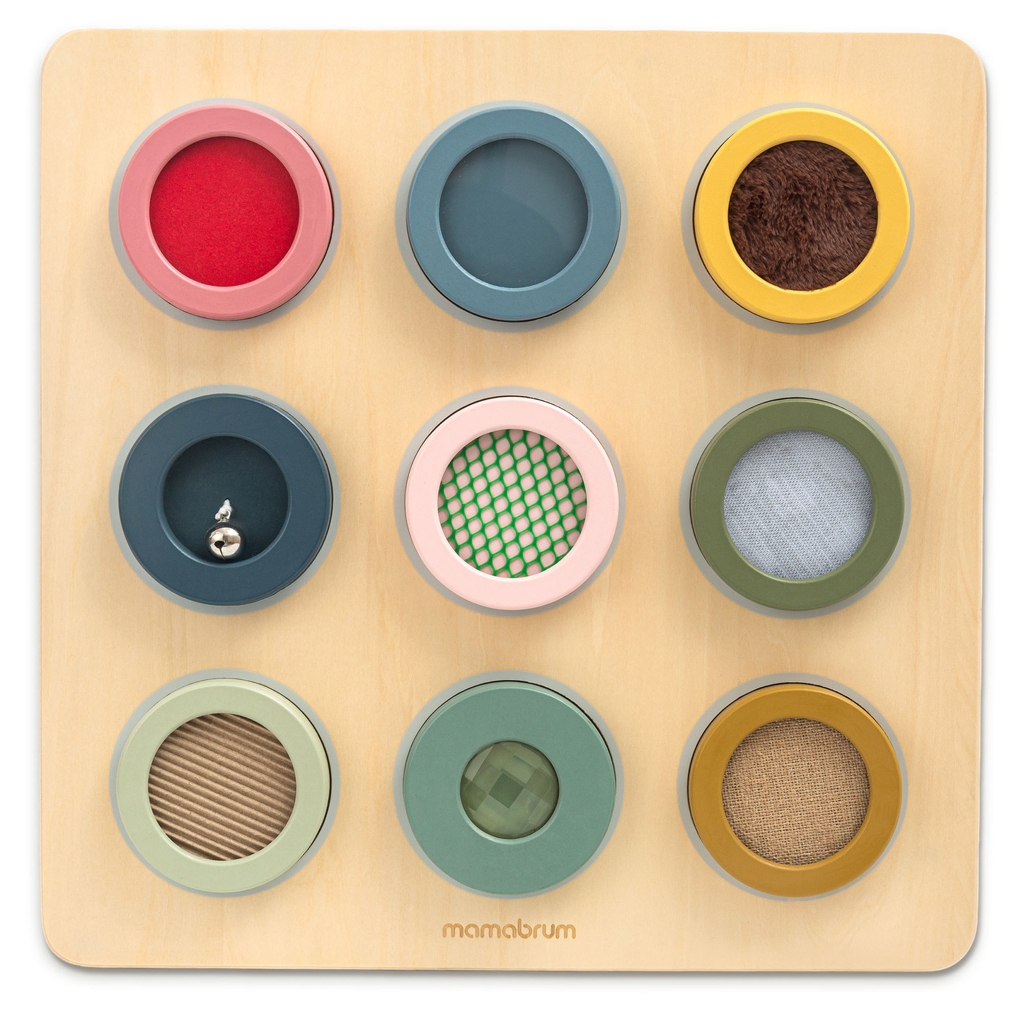 Drvena Montessori senzorna ploča – 9 tekstura za otkrivanje i razvoj osjeta dodira