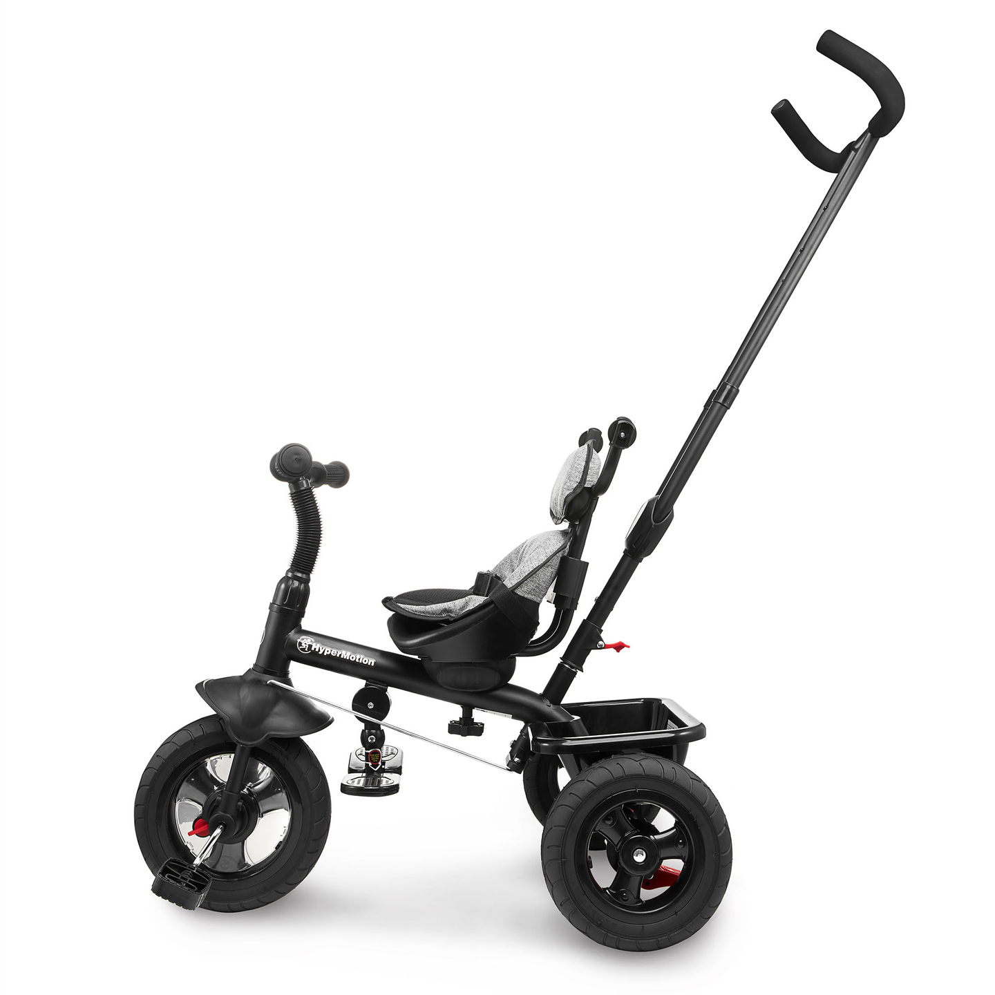 Tricikl za djecu 1-4 godine - TOBI FREY - siva boja - okretna - kotači na napuhavanje + guralica