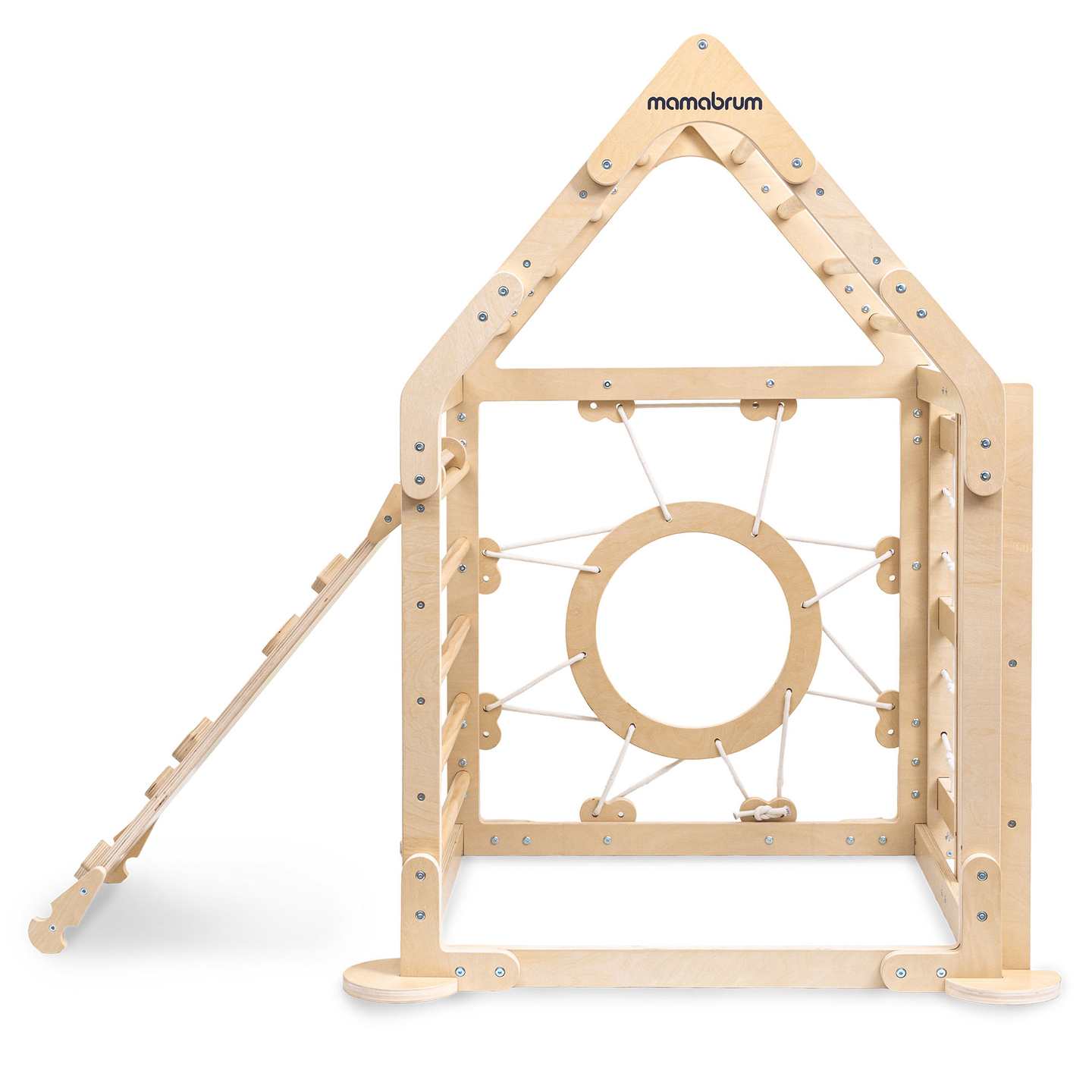 Drveno unutarnje igralište za djecu - kućica s ljestvama i toboganom