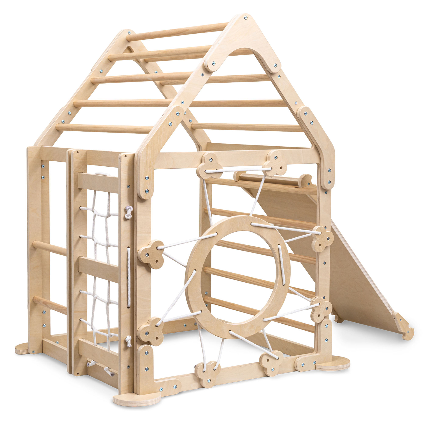 Drveno unutarnje igralište za djecu - kućica s ljestvama i toboganom