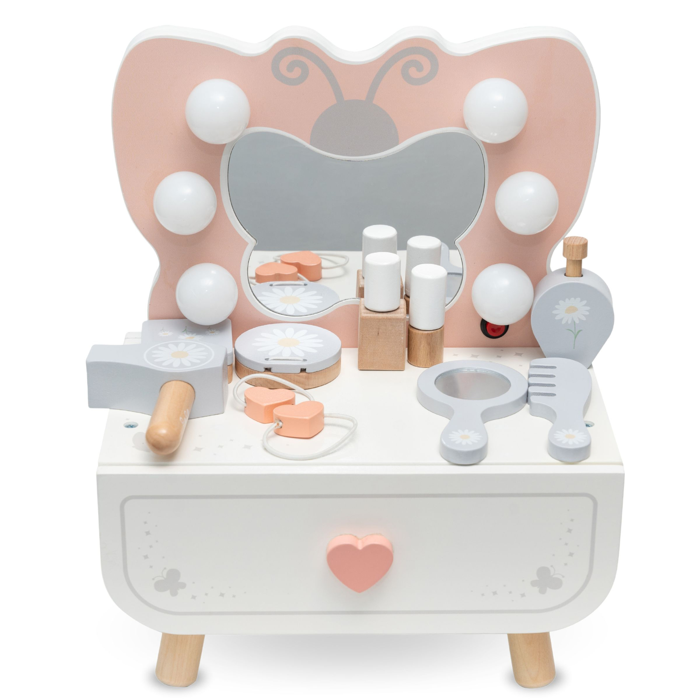 Drveni mini toaletni stolić s LED rasvjetom - Leptir