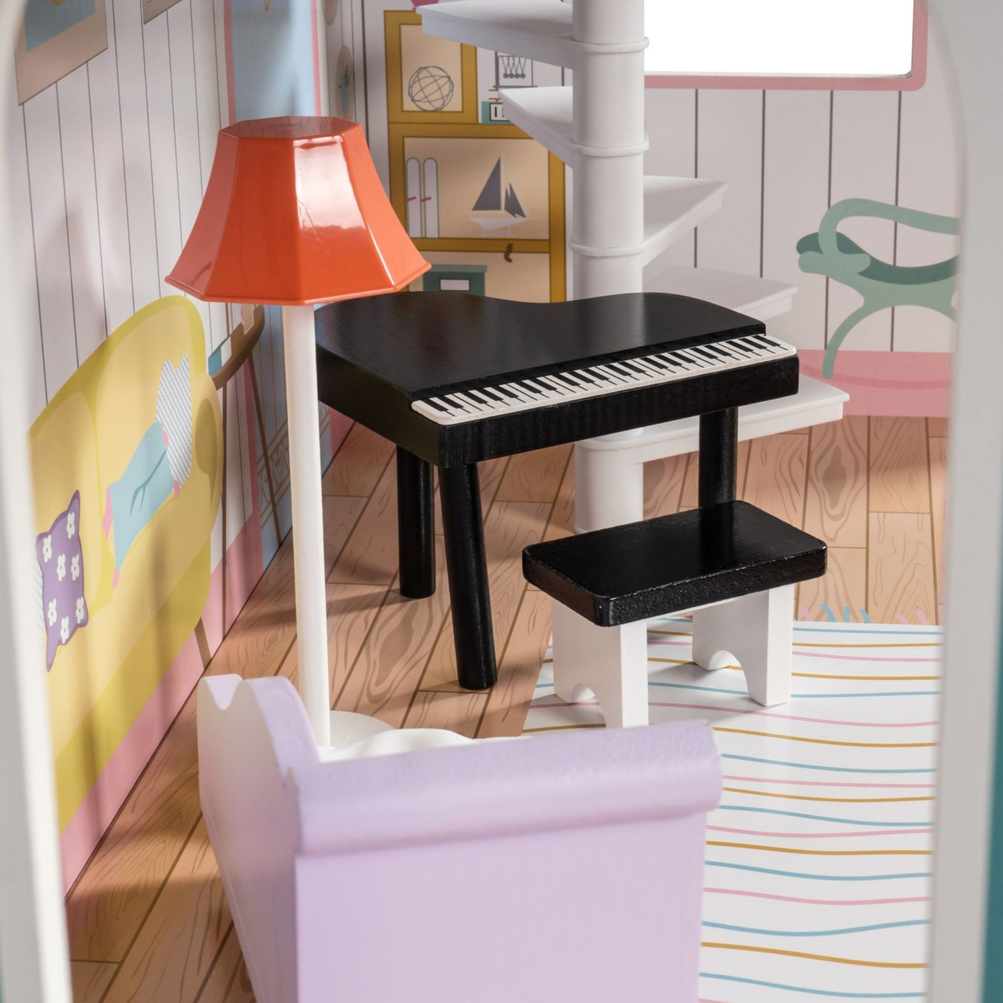 XXL Najveća drvena kućica za lutke - 123 cm - LED osvijetljena - terasa, pribor, vrt