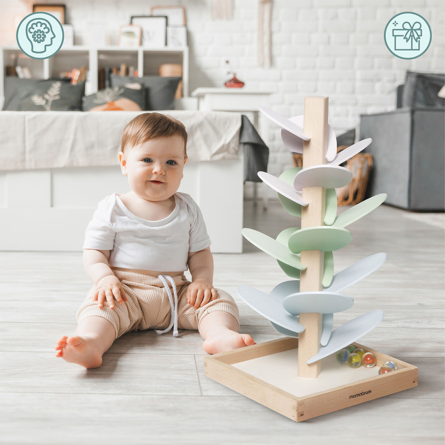 Drvena staza za kuglice - zvučno drvo s kuglicama