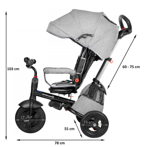 Tobi Velar tricikl + kišna navlaka - siva
