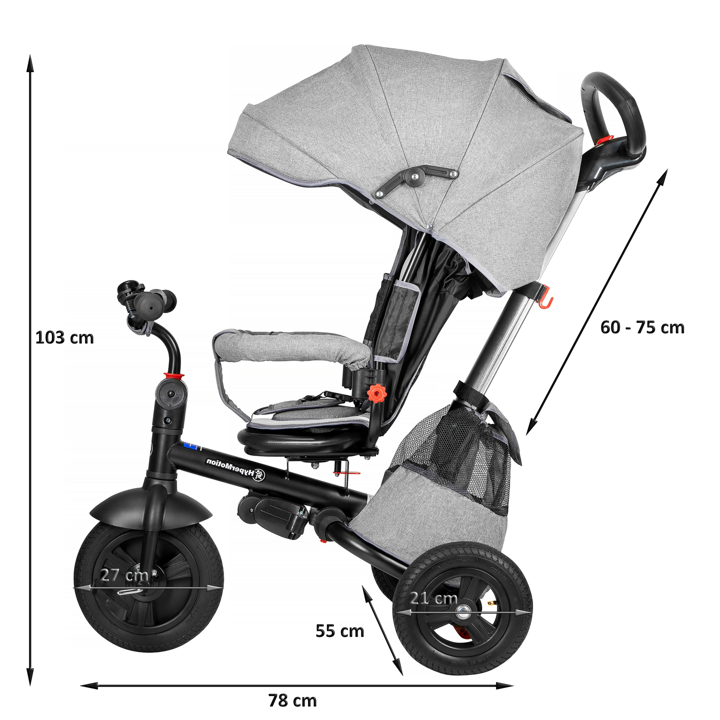 Tobi Velar tricikl + kišna navlaka - siva