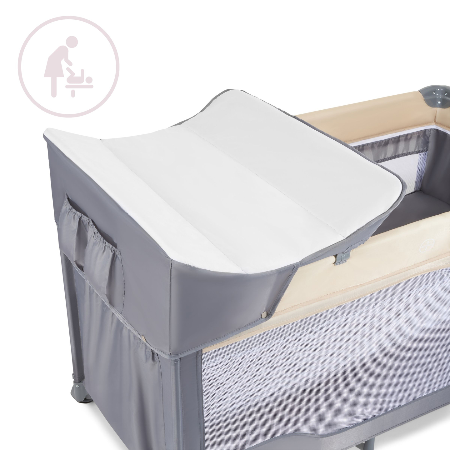 Putni krevetić 0 - 36 m sa stolom za prematanje + Moby-System HUXLEY igralište