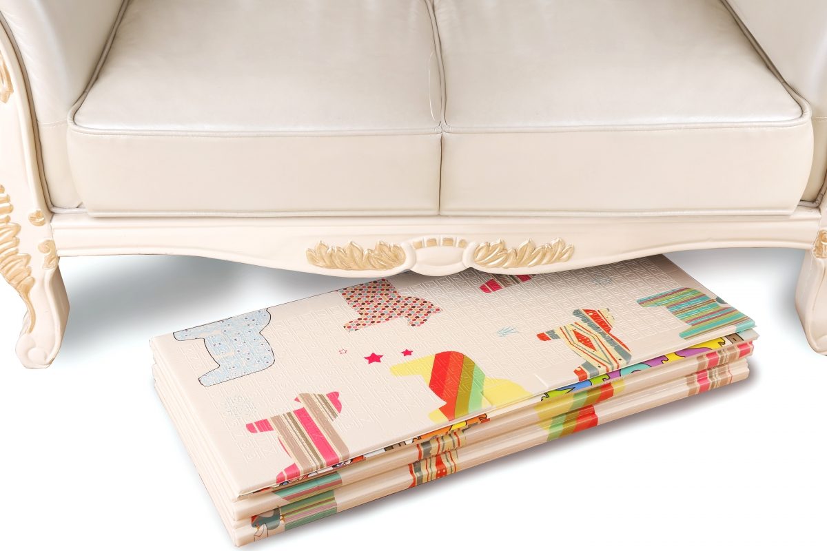 Dvostrana XXL pjenasta prostirka - sklopiva 1 CM (šuma s medvjedićem i konjima)