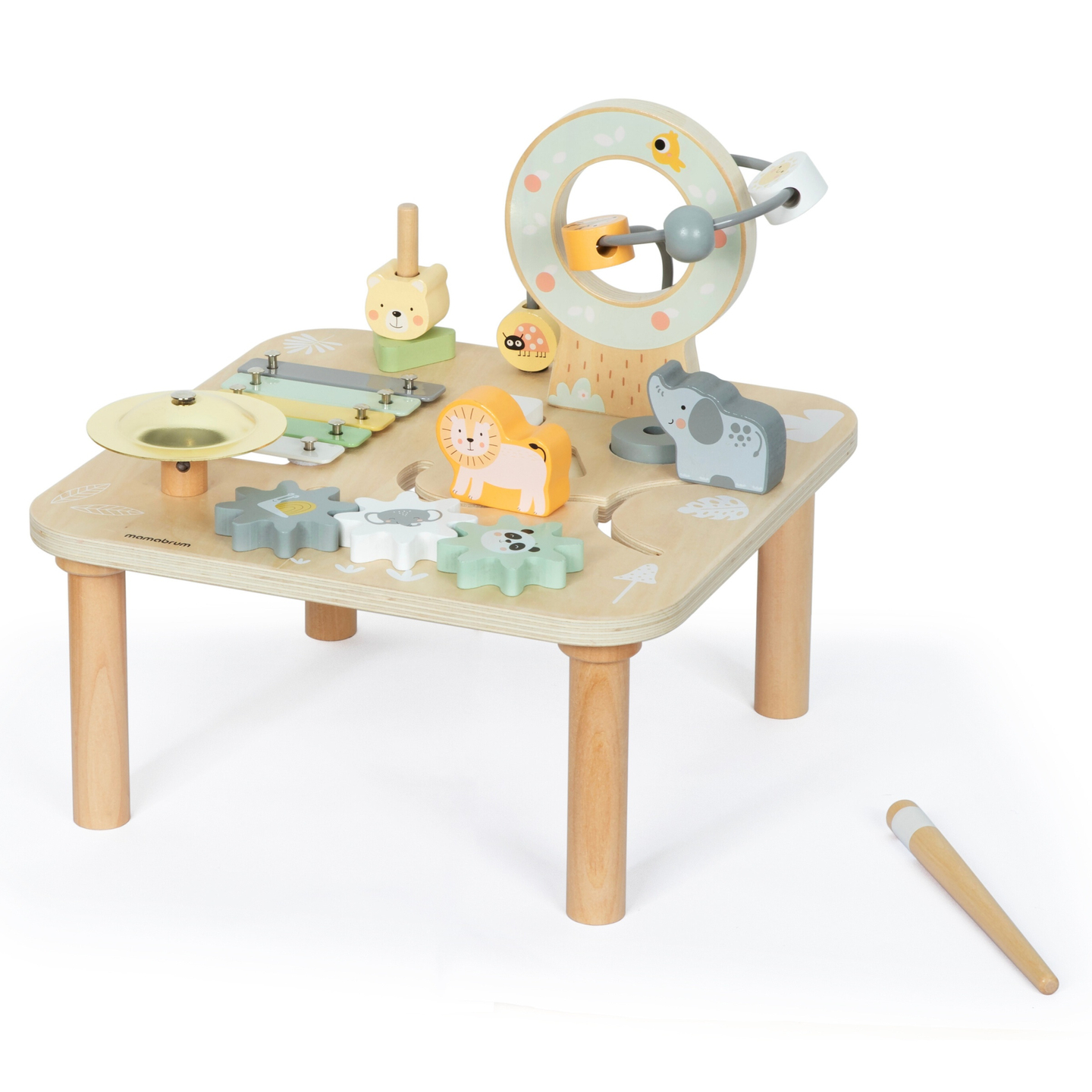Drveni edukativni glazbeni stol 7 u 1 s činelama i gongom - divlja džungla