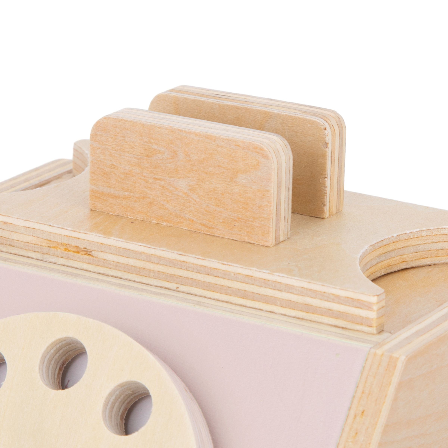 Drveni retro telefon - pastelno roza