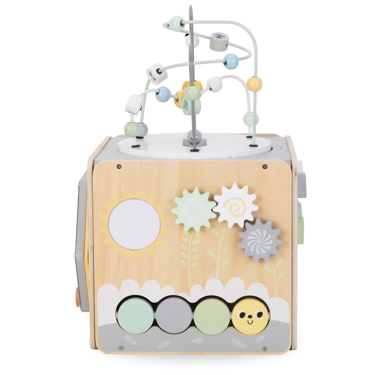 Velika drvena kocka za aktivnosti s petljom - Montessori