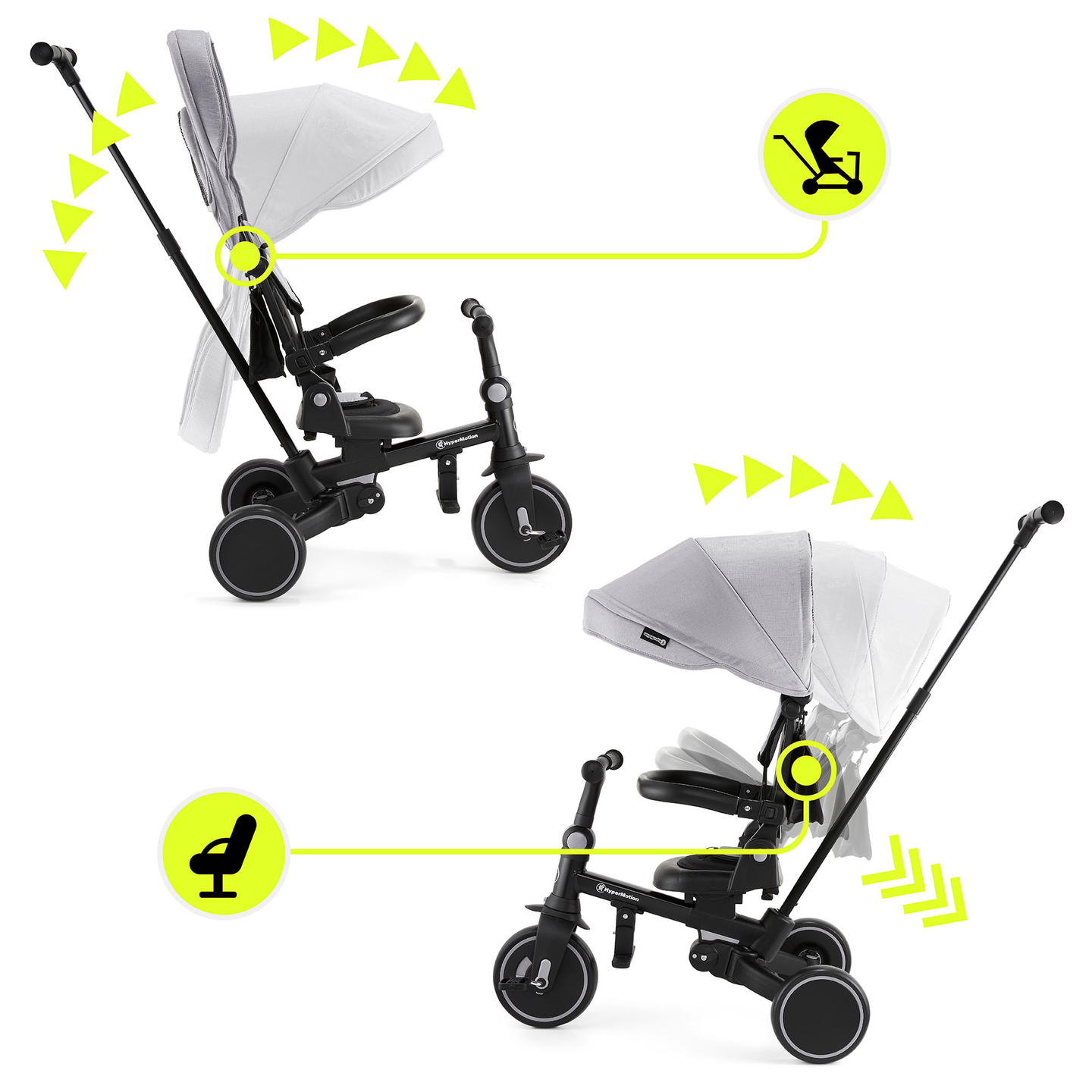 TOBI FOREST 8-u-1 višenamjenski tricikl - sivi