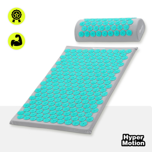 Prostirka za akupresuru s jastukom i navlakom - 72 cm HyperMotion sivo-menta