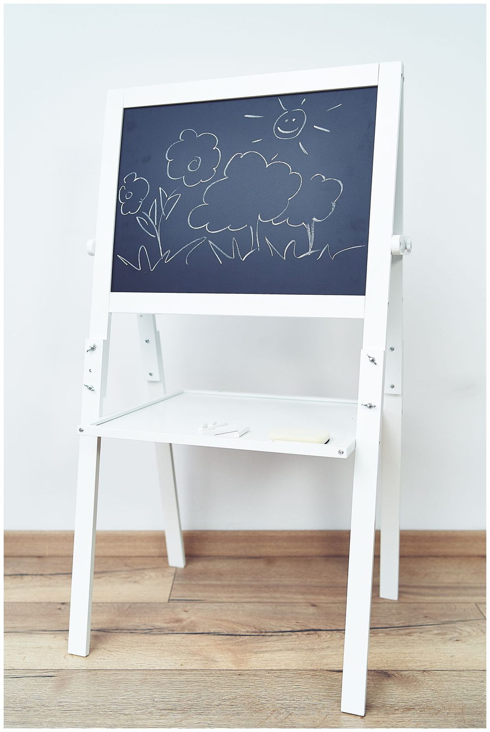 Dvostrana edukativna ploča: magnetna i kreda - suhobrisanje, drvena, dječja, sklopiva