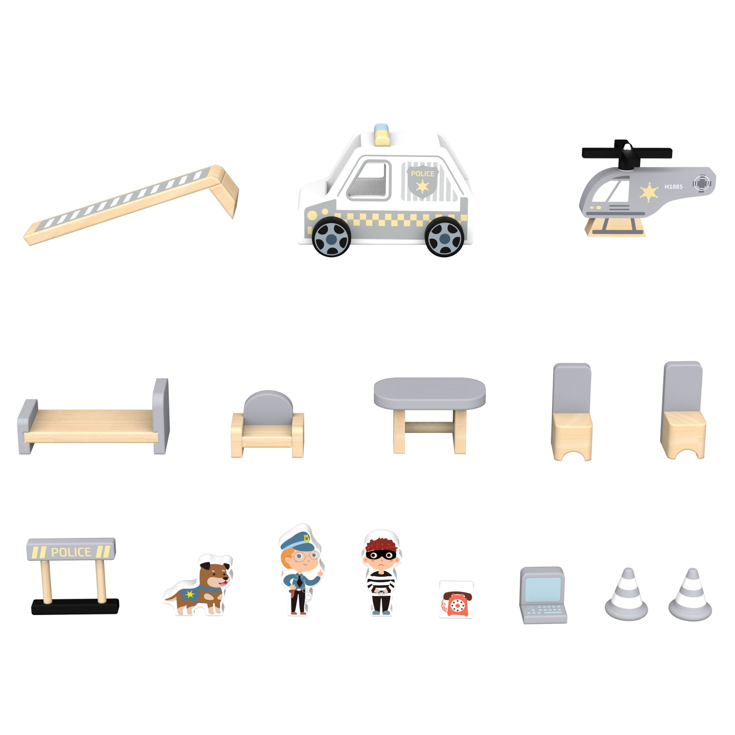 Drvena policijska postaja s dodacima