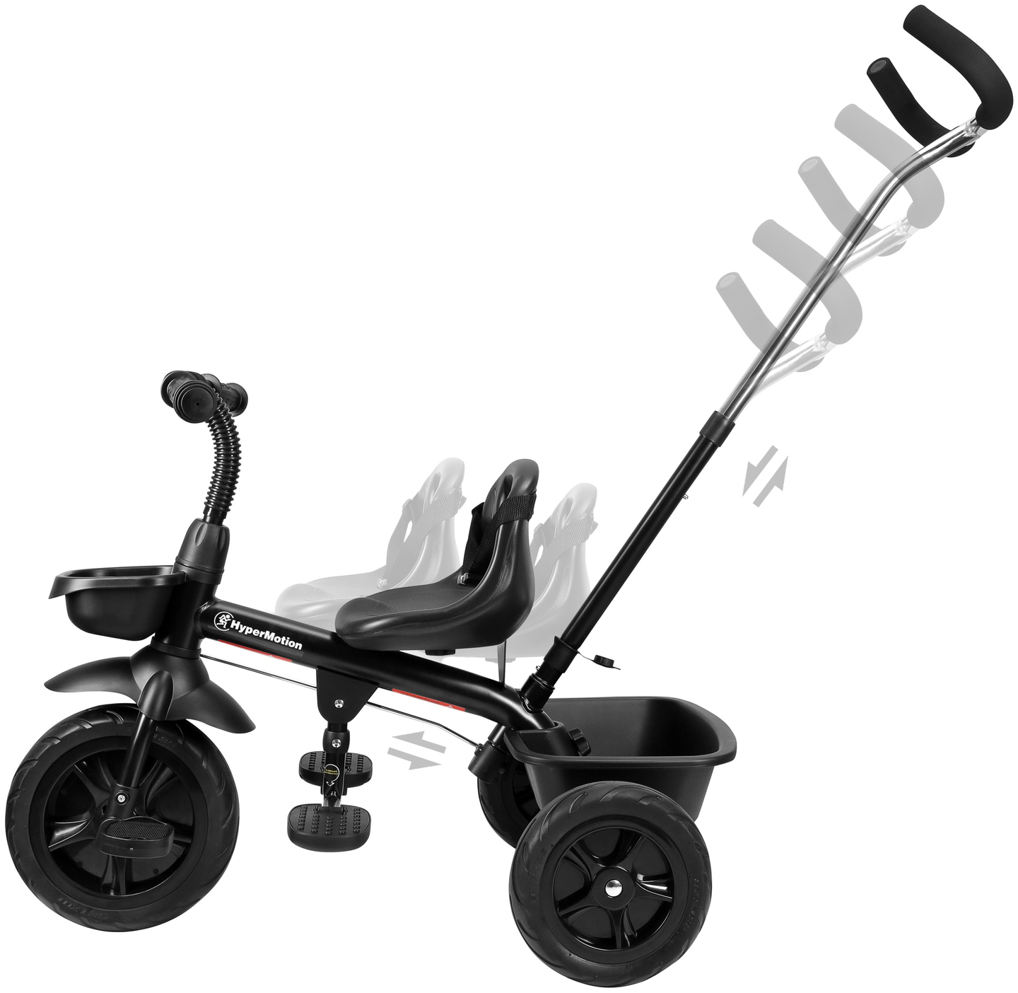 HyperMotion TOBI VECTOR tricikl - trajno napumpani kotači + potiskivač. Crna boja.