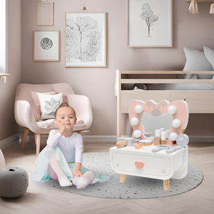 Drveni mini toaletni stolić s LED rasvjetom - Leptir