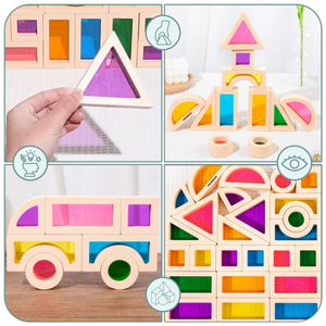 Drveni blokovi u duginim bojama - 25 komada