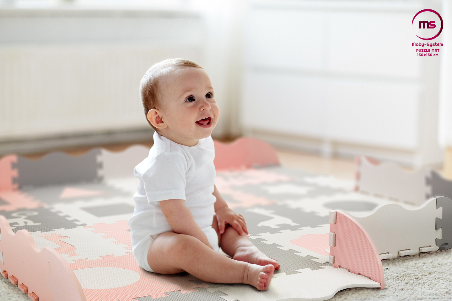 XL pjenasta puzzle podloga 150 x 150 x 1 cm s rubom - EVA pjena - roza