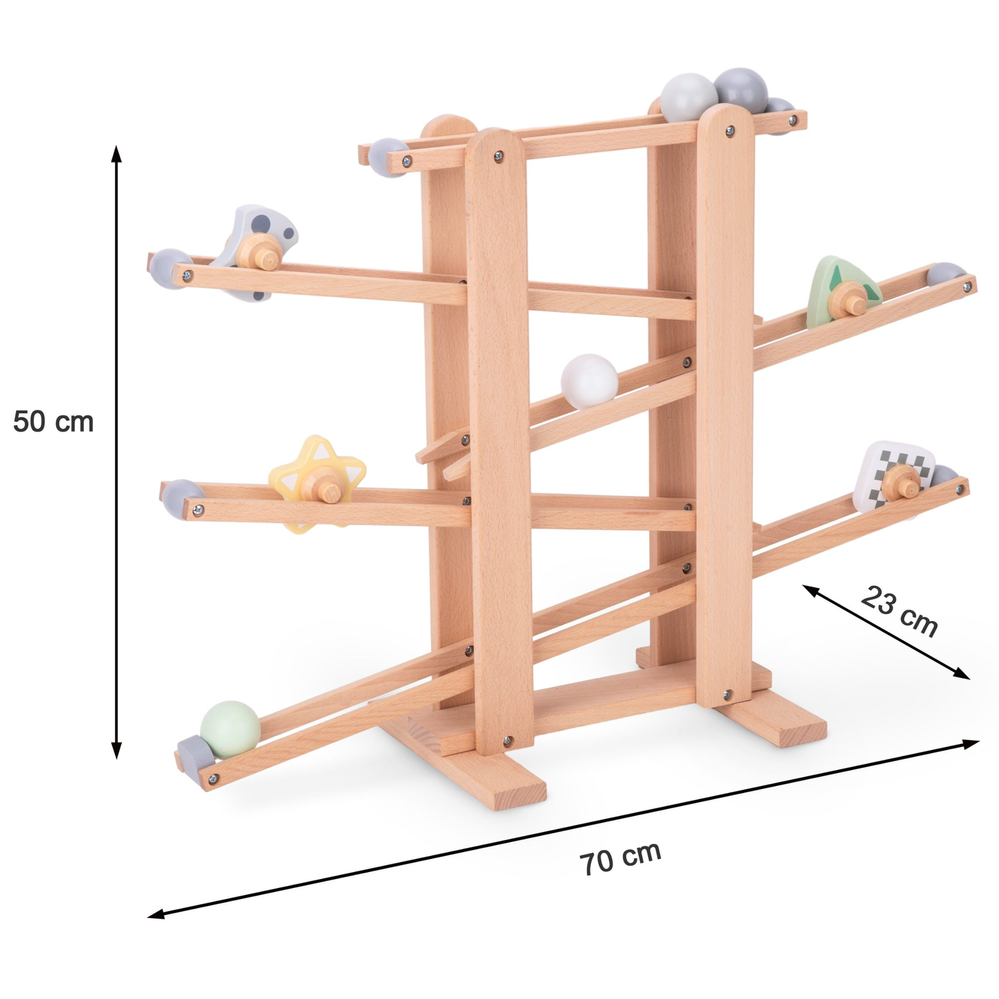 Velika drvena staza s loptom - tobogan s rotirajućim elementima