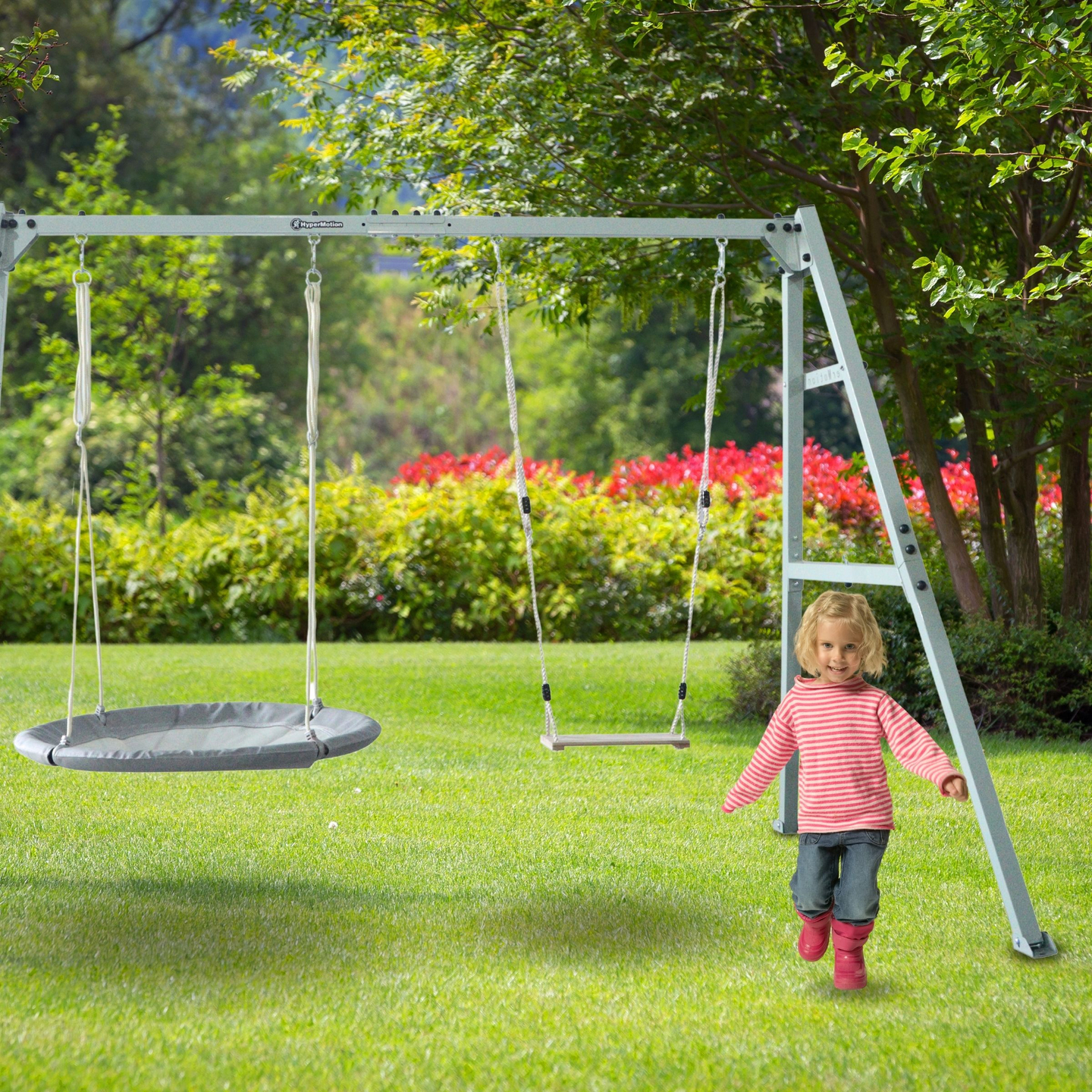 Dvostruka ljuljačka s priborom - čelični okvir - gavranovo gnijezdo, ljuljačka i viseća mreža