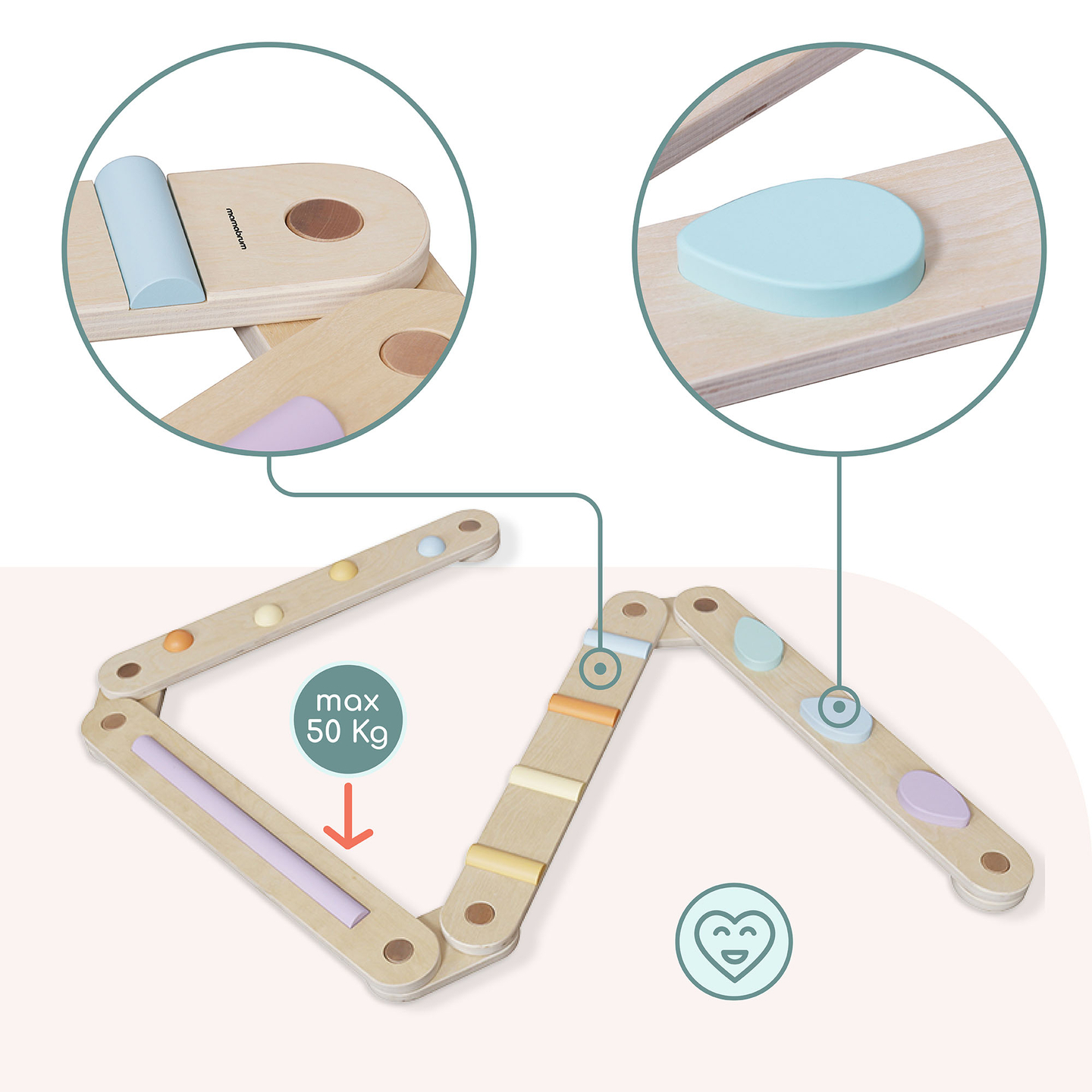 Velika drvena senzorna staza - staza za ravnotežu - 9 elemenata