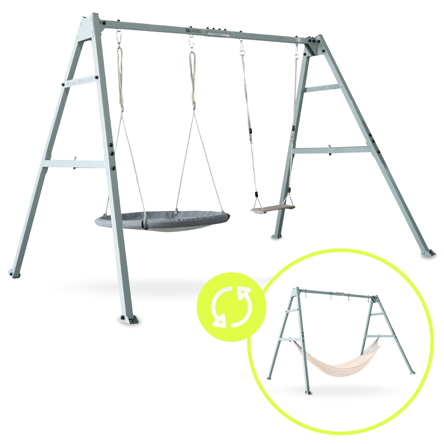 Dvostruka ljuljačka s priborom - čelični okvir - gavranovo gnijezdo, ljuljačka i viseća mreža