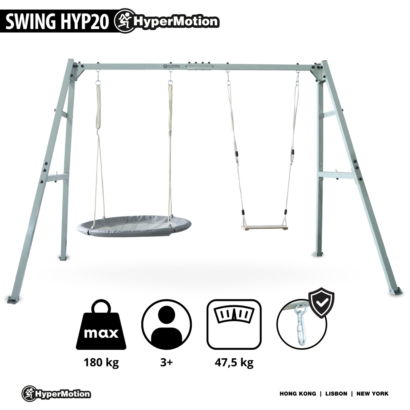 Dvostruka ljuljačka s priborom - čelični okvir - gavranovo gnijezdo, ljuljačka i viseća mreža