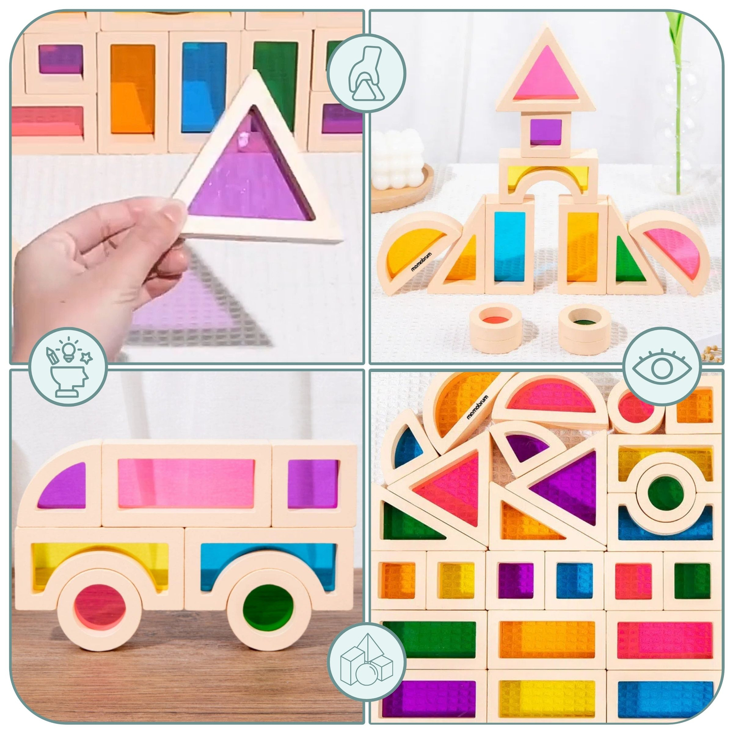 Drveni blokovi u duginim bojama - 25 komada