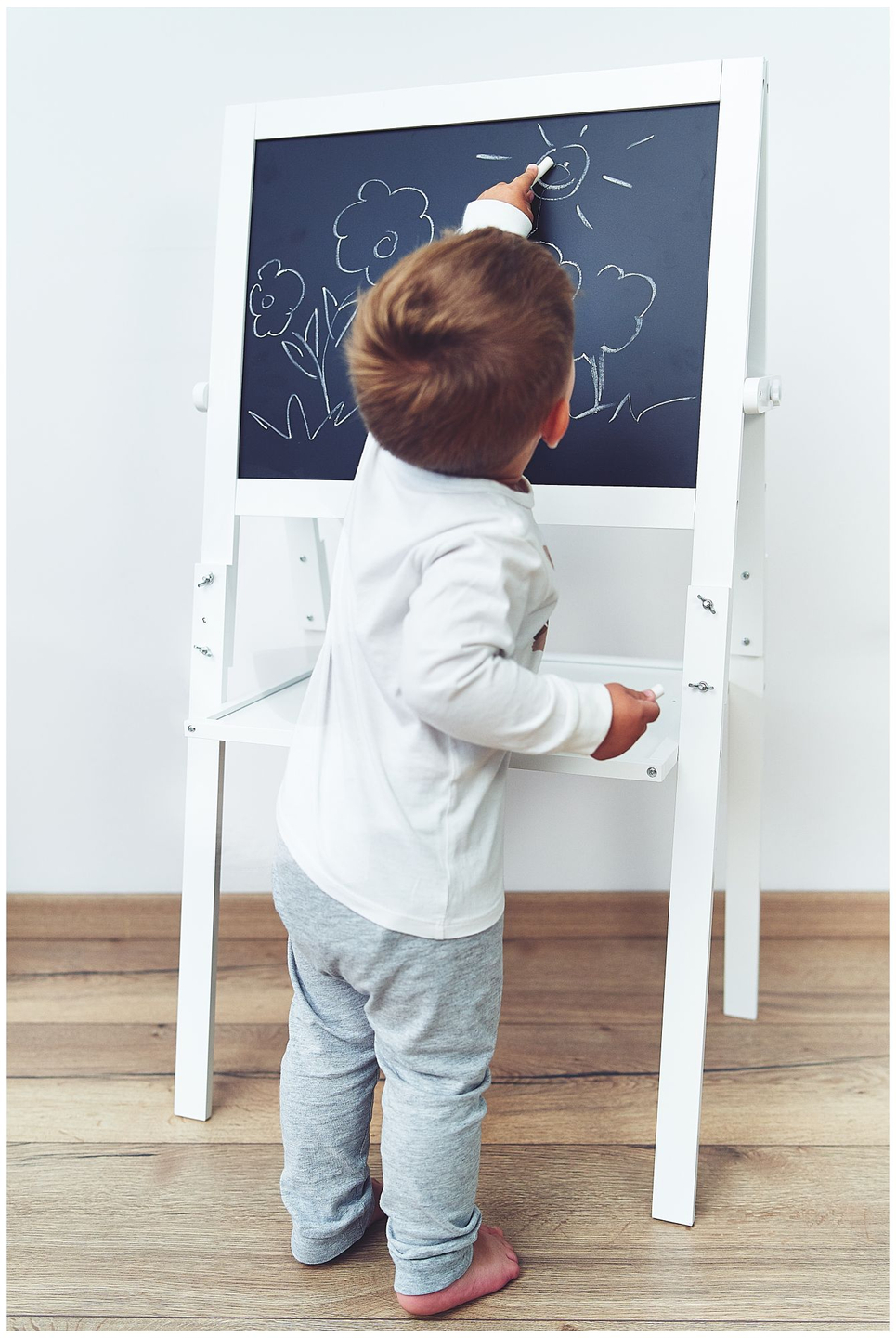 Dvostrana edukativna ploča: magnetna i kreda - suhobrisanje, drvena, dječja, sklopiva