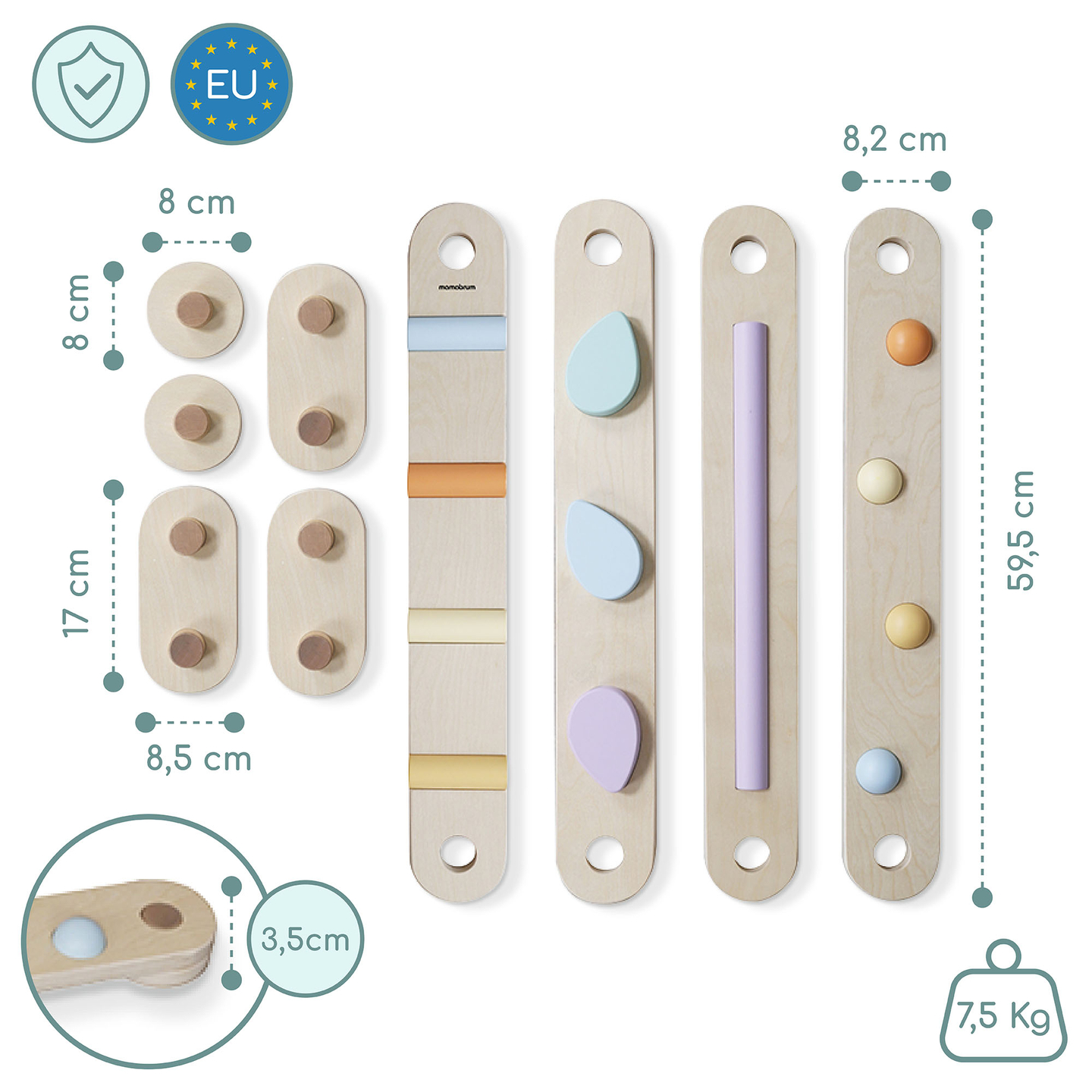 Velika drvena senzorna staza - staza za ravnotežu - 9 elemenata