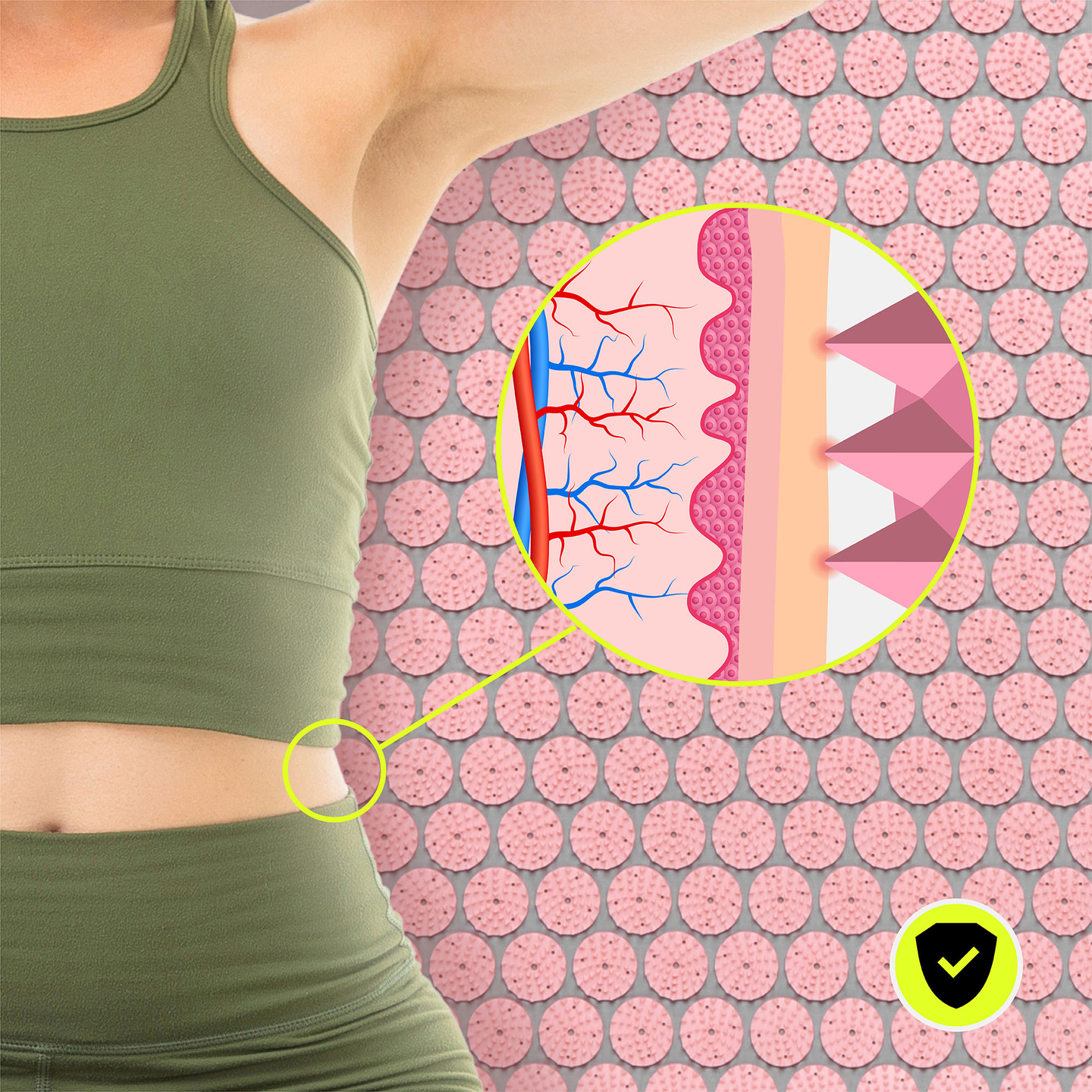 Velika akupresurna prostirka s jastukom i navlakom - 130 cm HyperMotion siva i roza