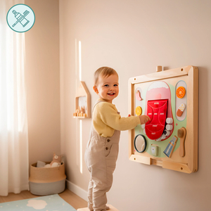 Drvena Montessori edukativna ploča za mali stomatolog - četkica za zube, pasta za zube, zubi koji se mogu ukloniti, ogledalo, hrana, okusi za učenje