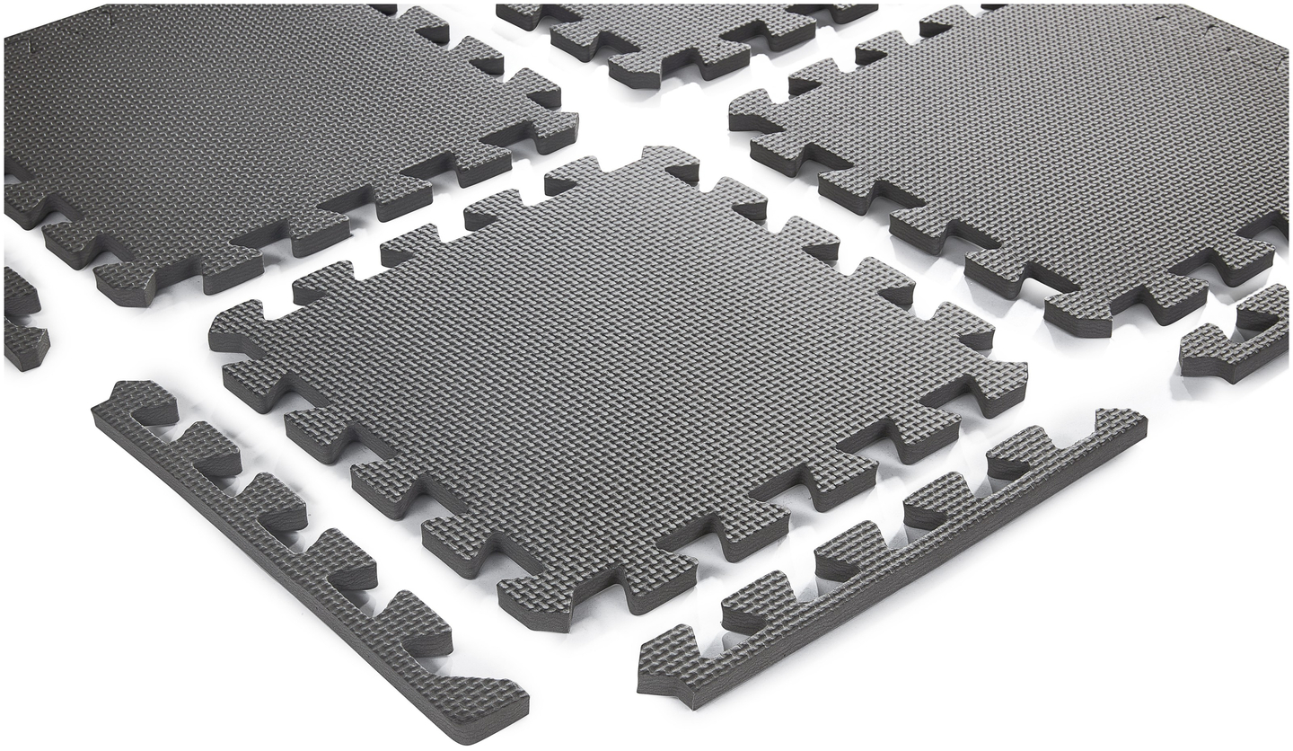 Slagalica od pjene 12 kom. - pjenasta obrazovna prostirka 120 x 90 x 1,2 cm s rubom - siva