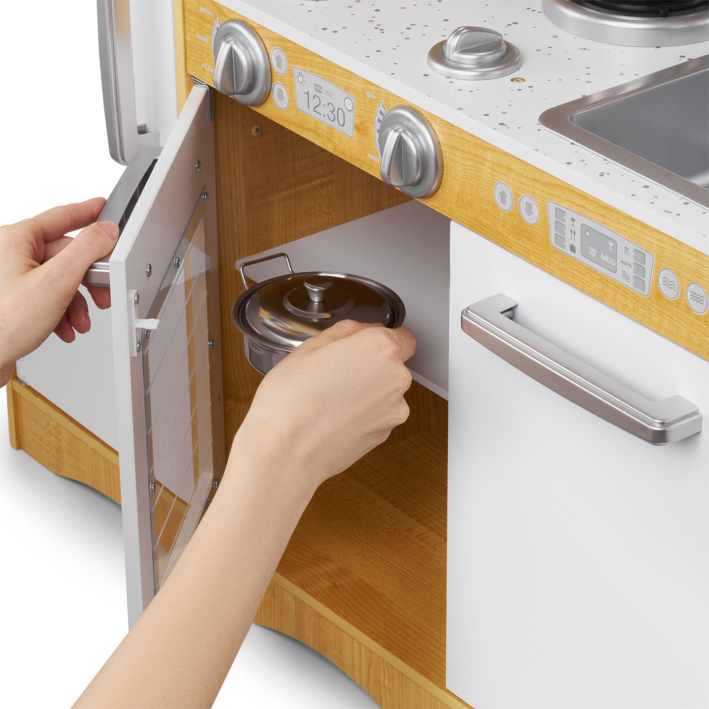 XXL drvena kuhinja s LED rasvjetom, pregačom i priborom