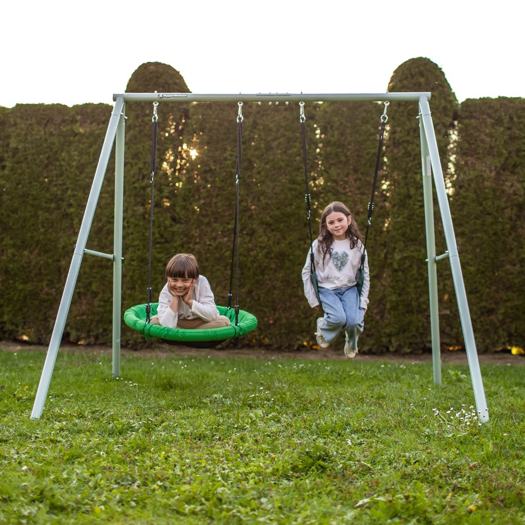 Dvostruka vrtna ljuljačka s okvirom i užadima - sjedalo i gnijezdo za rode