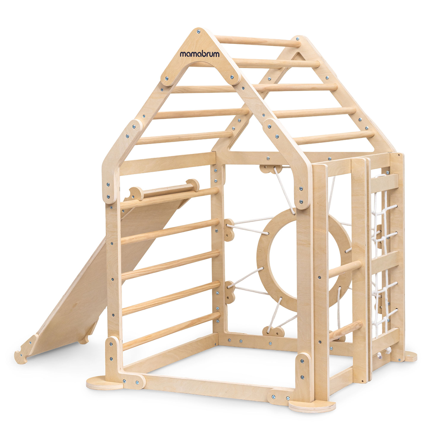 Drveno unutarnje igralište za djecu - kućica s ljestvama i toboganom